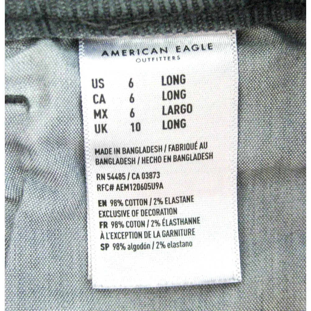 AMERICAN EAGLE Women's (Size 6) Gray Corduroy Pants 5 Pockets Jeans Stretch Fit
